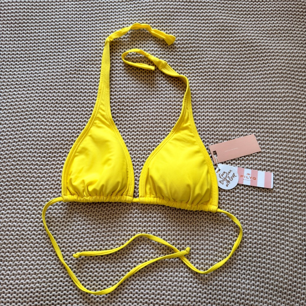 PILYQ Bright Yellow Triangle Swim Top